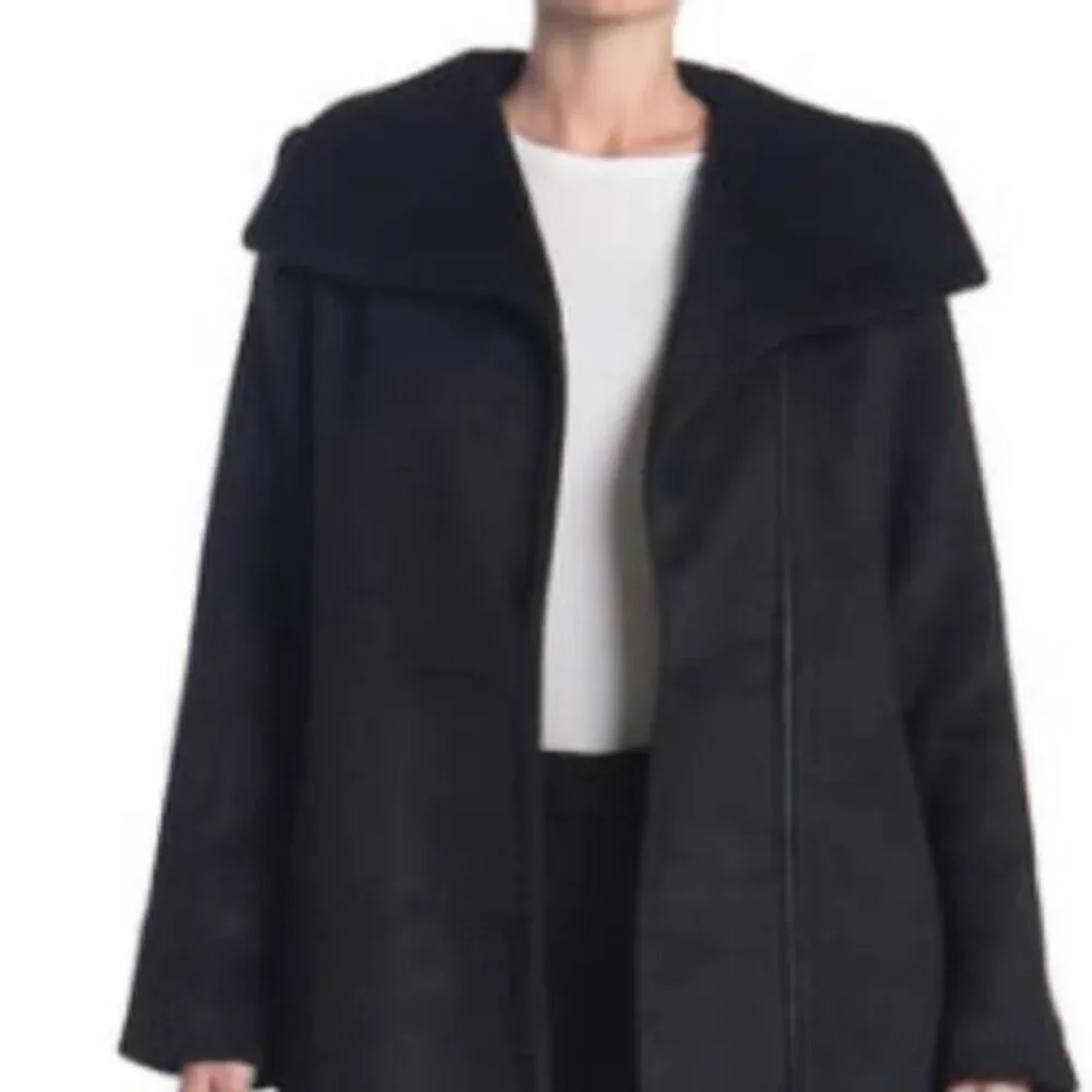 Halogen Asymmetrical‎ Front Zip Moto Style Coat Soft Wool Blend Jacket